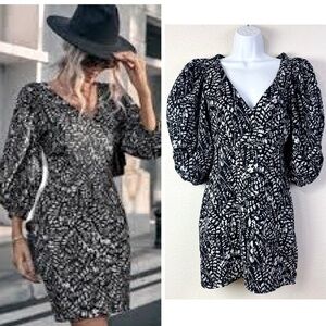 Zara Kacy Black/ White Puff Sleeve Dress Size S